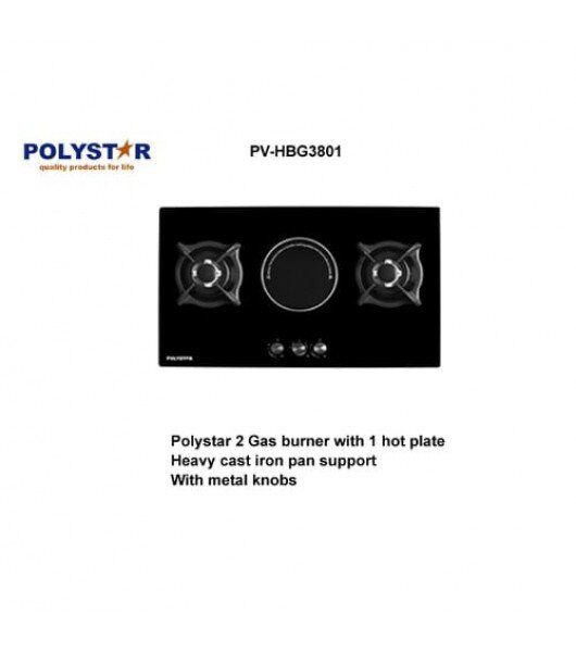 Polystar Tempered Glass 2 Burner 1 Hot Plate PV-HBG3801