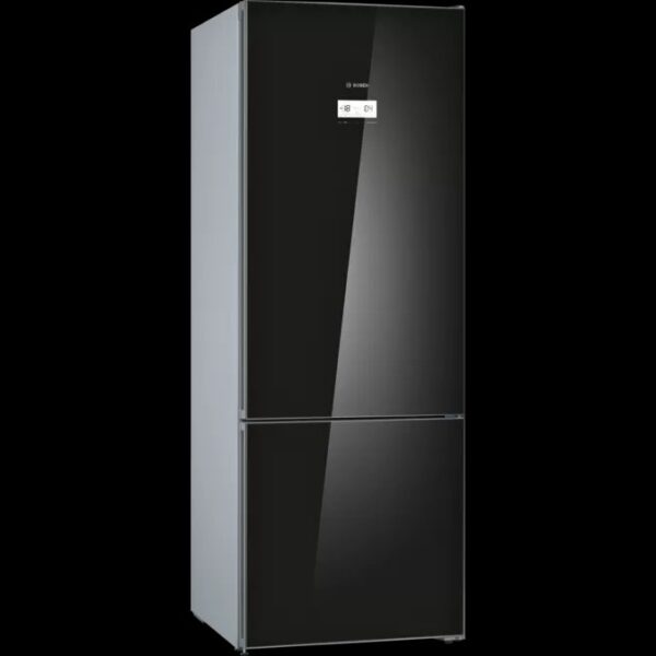 BOSCH free-standing fridge-freezer with freezer at bottom, glass door 193 x 70 cm Black (559l) KGN56LB305