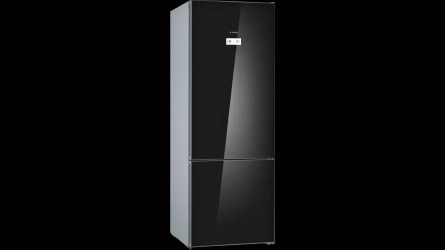 BOSCH free-standing fridge-freezer with freezer at bottom, glass door 193 x 70 cm Black (559l) KGN56LB305