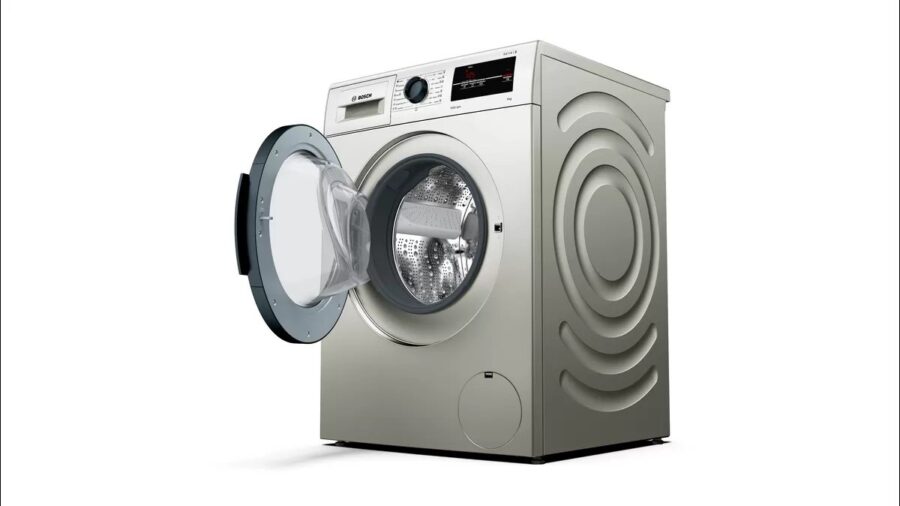 BOSCH washing machine, frontloader fullsize 8 kg 1000 rpm, silver inox WAJ2018SKE