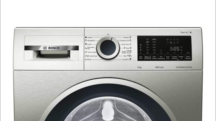 BOSCH washing machine, frontloader fullsize 9 kg 1400 rpm, silver inox WGA144XVKE - Image 4