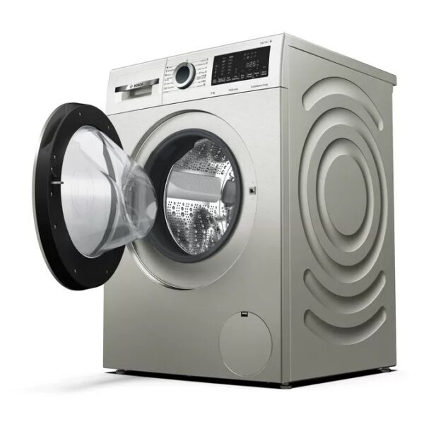 BOSCH washing machine, frontloader fullsize 9 kg 1400 rpm, silver inox WGA144XVKE