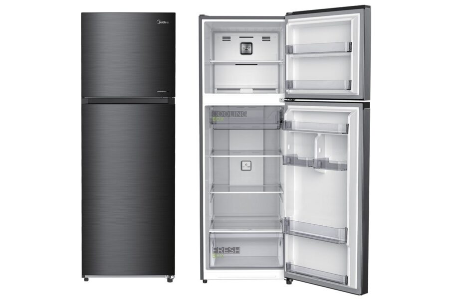 Midea Refrigerator 2 door, 12ft, 338L, Multi Flow, INVERTER, Steel - HD-468FWEN