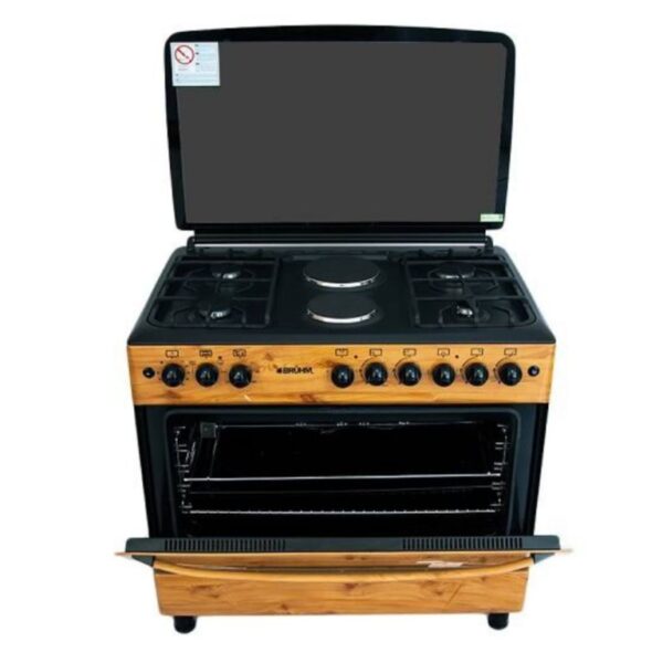 BRUHM GAS COOKER BGC-9642SN 90*60 4 GAS +2E WOODEN FINISH