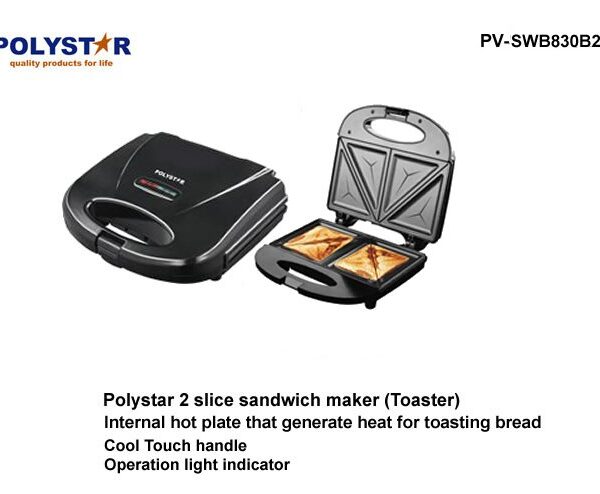 Polystar 2 Slice Sandwich Maker - Triangle Pv-SWB830B2 - 100W