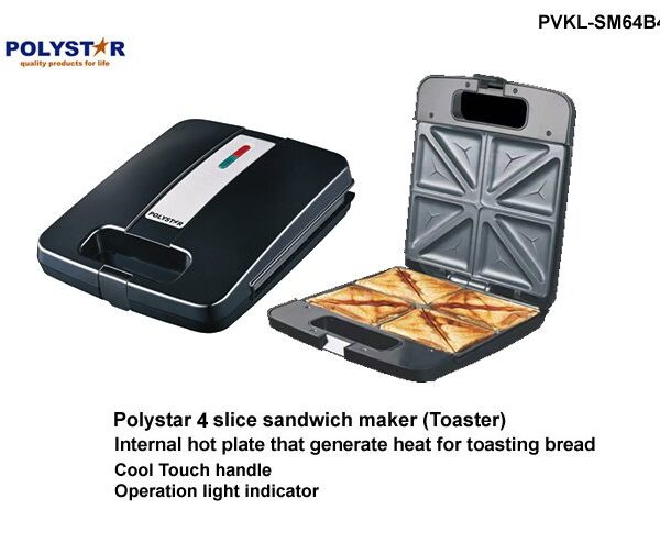 Polystar 4 slice Sandwich Maker | PVKL-SM604B4